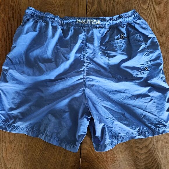 Nautica Men’s XXL W38 Blue Elastic Waist Swim Shorts Lined with Pockets - Picture 2 of 9